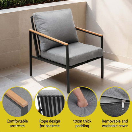 Gardeon 5 Seater Outdoor Sofa Set 4 Piece with Table Chair and Garden Bench — Allure Home Collections
