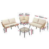 Nobby 4 Piece Outdoor Modular Lounge, Beige Rattan