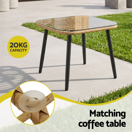 Nobby 4 Piece Outdoor Modular Lounge, Beige Rattan