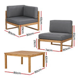 Warroora Outdoor Sofa Set, Timber, 5 Piece