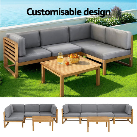 Huskisson 5 Piece Outdoor Lounge Set, view 3