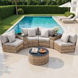 Surfers brown rattan outdoor lounge set in an outdoor setting