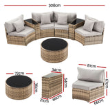 Surfers 7 Piece Outdoor Lounge Set, Brown Rattan
