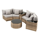 Surfers 7 Piece Outdoor Lounge Set, Brown Rattan