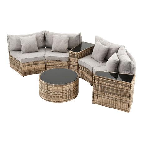 Surfers 7 Piece Outdoor Lounge Set, Brown Rattan