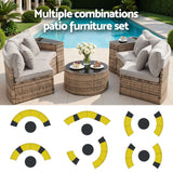 Surfers 7 Piece Outdoor Lounge Set, Brown Rattan
