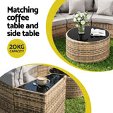Surfers 7 Piece Outdoor Lounge Set, Brown Rattan