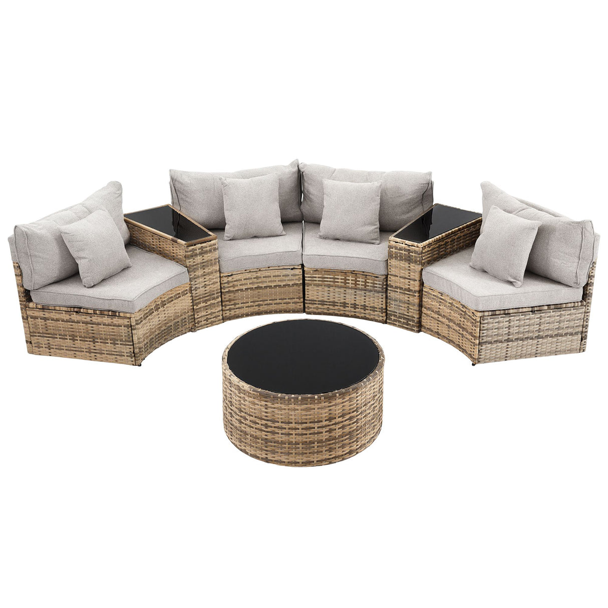 Surfers 7 Piece Outdoor Lounge Set, Brown Rattan