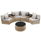 Surfers 7 Piece Outdoor Lounge Set, Brown Rattan
