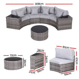 Newport 7 Piece Outdoor Lounge Set, Grey Rattan