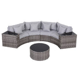 Newport 7 Piece Outdoor Lounge Set, Grey Rattan