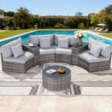 Newport 7 Piece Outdoor Lounge Set, Grey Rattan
