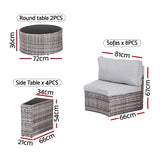 Surfers 14 Piece Outdoor Lounge Set, Grey Rattan