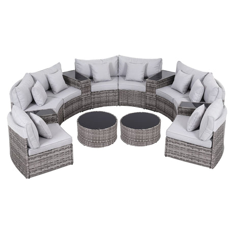Surfers 14 Piece Outdoor Lounge Set, Grey Rattan