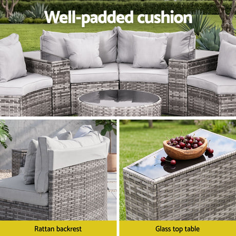 Surfers 14 Piece Outdoor Lounge Set, Grey Rattan