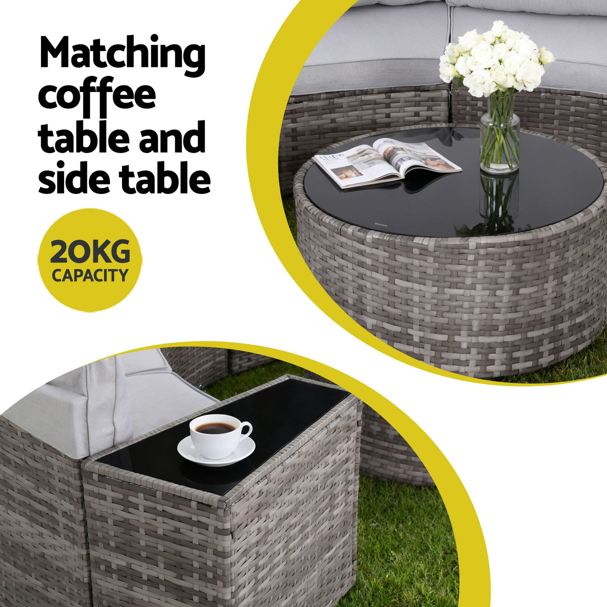 Surfers 14 Piece Outdoor Lounge Set, Grey Rattan