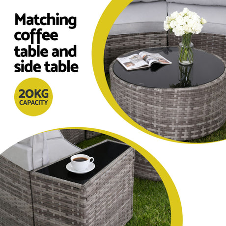 Surfers 14 Piece Outdoor Lounge Set, Grey Rattan