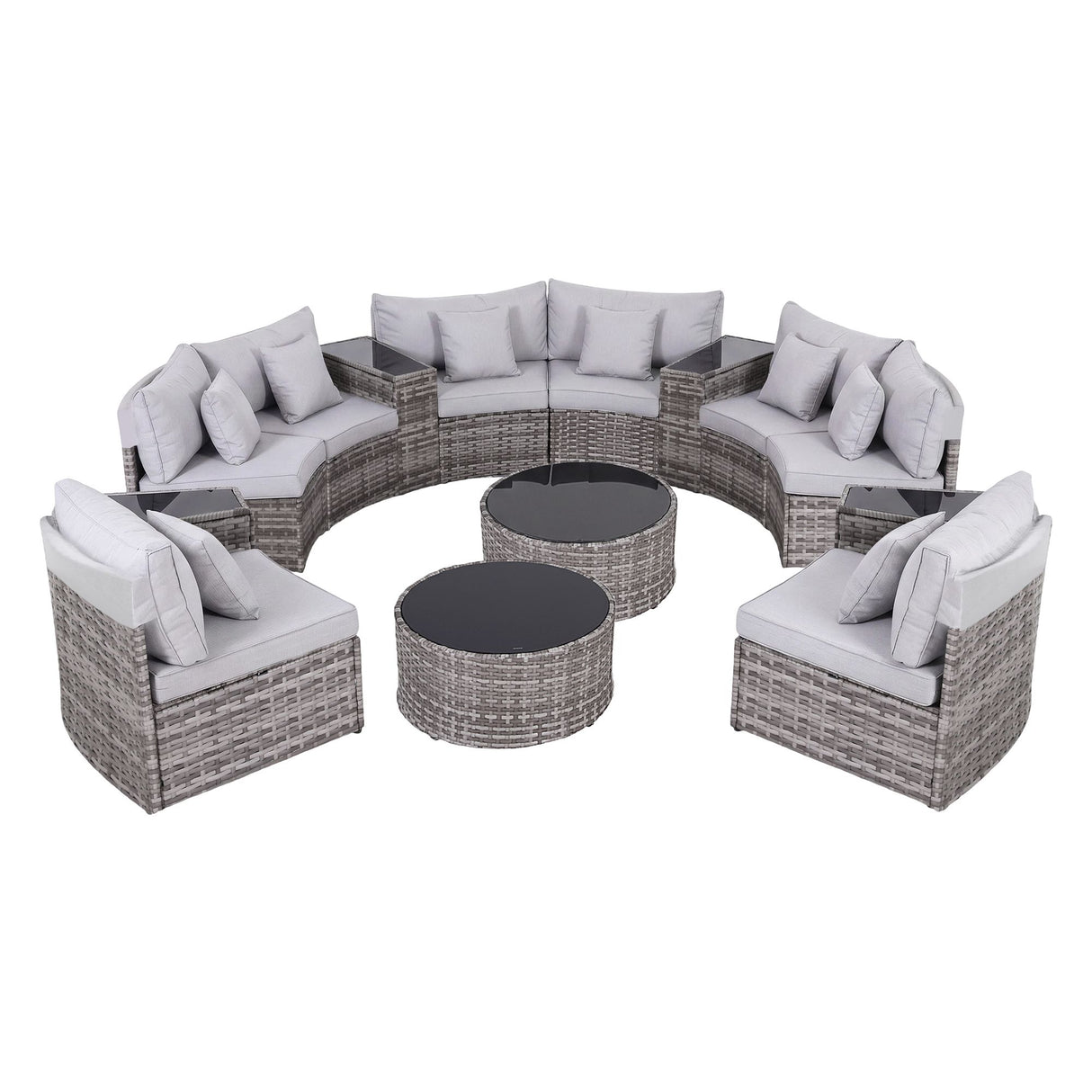 Surfers 14 Piece Outdoor Lounge Set, Grey Rattan