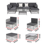 Galena Outdoor Sofa Set, Wicker Rattan, 7 Piece, Brown