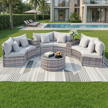 Southport grey rattan outdoor lounge set in an outdoor setting