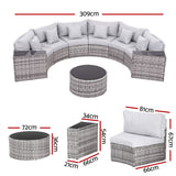 Ningaloo Outdoor Sofa Set, Wicker Rattan, 9 Piece