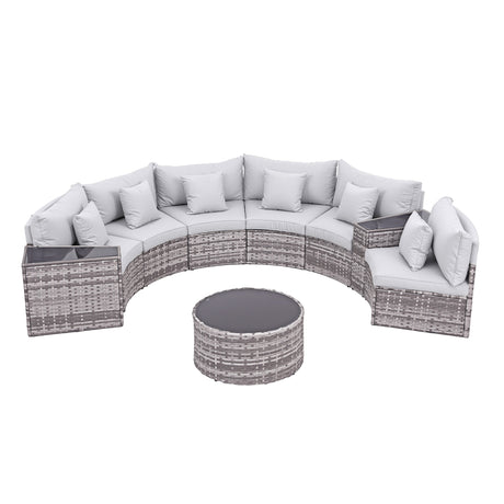 Southport 9 Piece Outdoor Lounge Set, Grey Rattan
