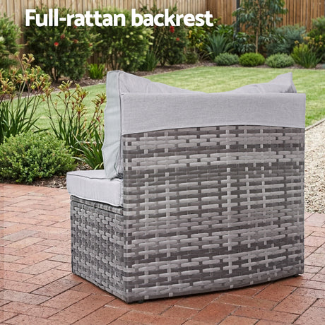 Southport 9 Piece Outdoor Lounge Set, Grey Rattan