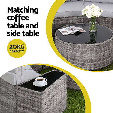 Southport 9 Piece Outdoor Lounge Set, Grey Rattan