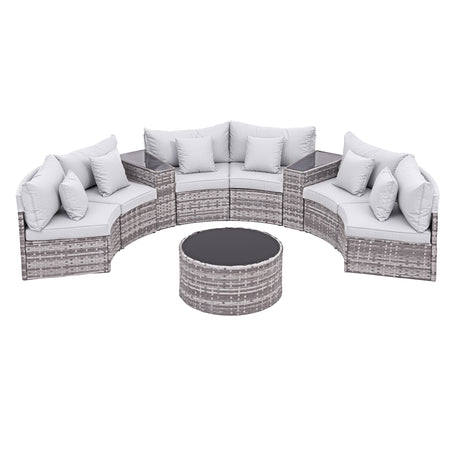 Southport 9 Piece Outdoor Lounge Set, Grey Rattan