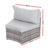 Nerren Modular Outdoor Sofa Set, Wicker Rattan, 2 Piece, Grey