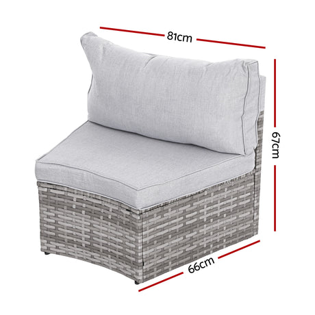 Coombabah 2pcs Outdoor Modular Lounge, Grey Rattan