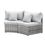 Nerren Modular Outdoor Sofa Set, Wicker Rattan, 2 Piece, Grey