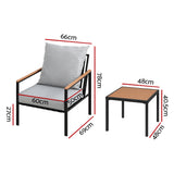 Binnu Bistro Set, 3 piece, Grey