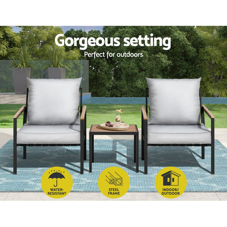 Coomera 3 Piece Outdoor Lounge Set, Black