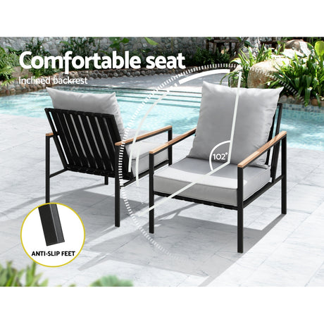 Coomera 3 Piece Outdoor Lounge Set, Black