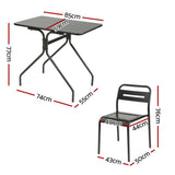 Gardeon 3 Piece Outdoor Steel Bistro Set Table and Chairs Black — Allure Home Collections