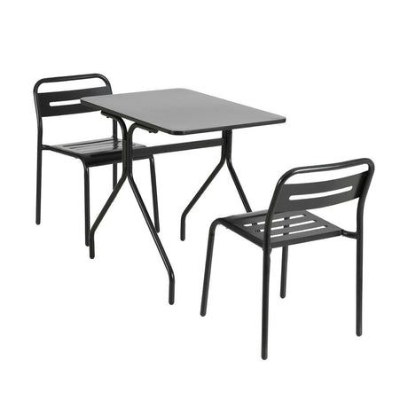 Gardeon 3 Piece Outdoor Steel Bistro Set Table and Chairs Black — Allure Home Collections