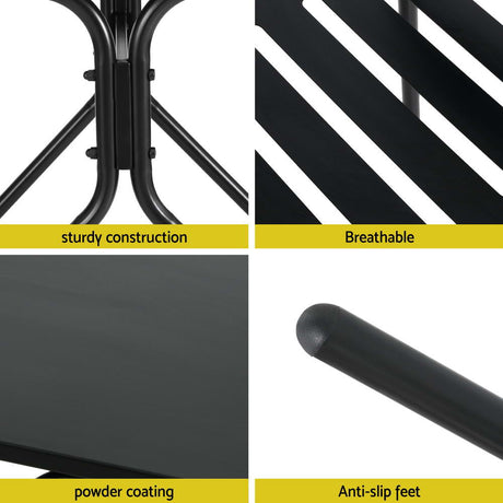Gardeon 3 Piece Outdoor Steel Bistro Set Table and Chairs Black — Allure Home Collections