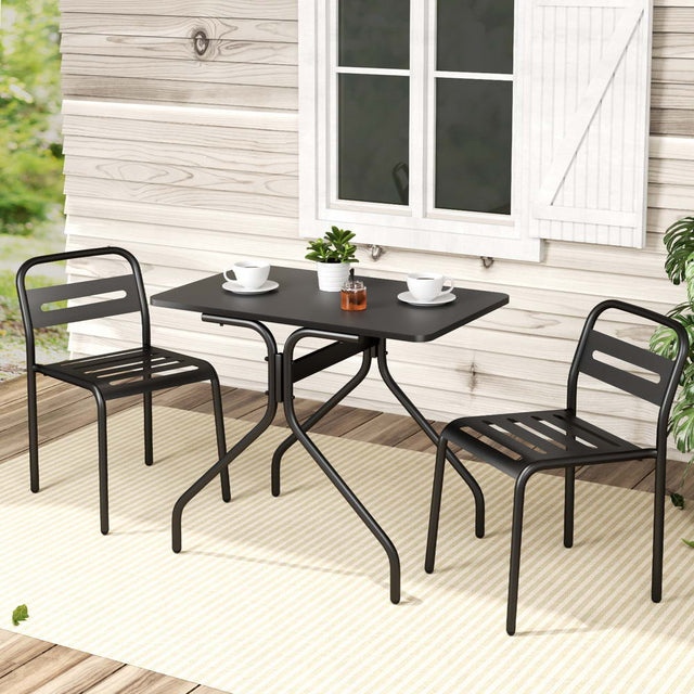 Gardeon 3 Piece Outdoor Steel Bistro Set Table and Chairs Black — Allure Home Collections