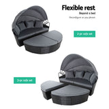 Gardeon Wicker Sun Lounge Day Bed Outdoor Furniture Setting Black — Allure Home Collections