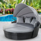 Gardeon Wicker Sun Lounge Day Bed Outdoor Furniture Setting Black — Allure Home Collections