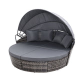 Gardeon Wicker Sun Lounge Day Bed Outdoor Furniture Setting Grey — Allure Home Collections
