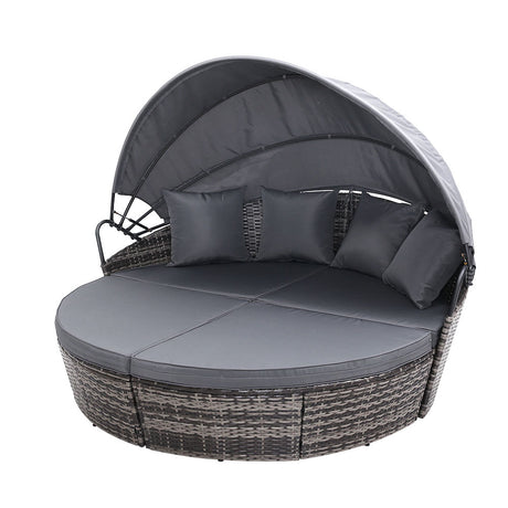 Gardeon Wicker Sun Lounge Day Bed Outdoor Furniture Setting Grey — Allure Home Collections