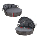 Gardeon Wicker Sun Lounge Day Bed Outdoor Furniture Setting Grey — Allure Home Collections