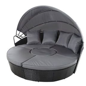 Broken Head black wicker outdoor sun lounge day bed with cushions poolside