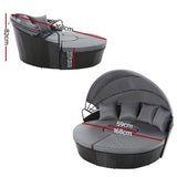 Gardeon Wicker Sun Lounge Setting Outdoor Day Bed Patio Set Black — Allure Home Collections