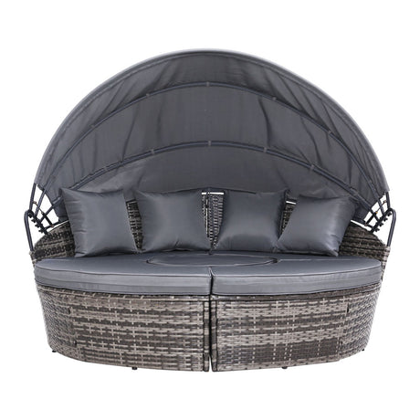 Gardeon Wicker Sun Lounge Setting Outdoor Day Bed Patio Set Grey — Allure Home Collections