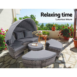 Gardeon Wicker Sun Lounge Setting Outdoor Day Bed Patio Set Grey — Allure Home Collections