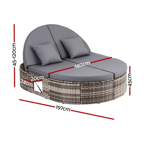 Sunrise Beach Outdoor Daybed Sun Lounge, Grey