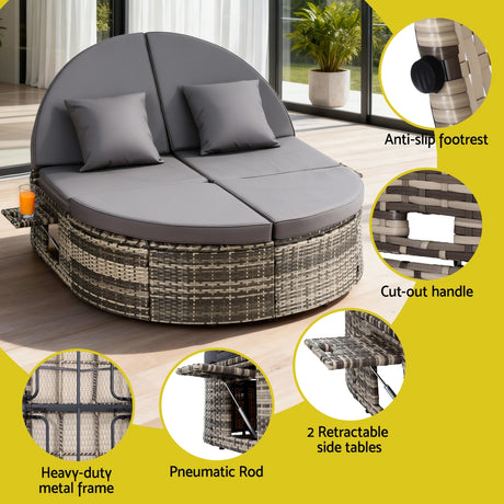 Sunrise Beach Outdoor Daybed Sun Lounge, Grey